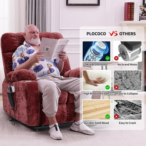 Red 180 Degree Flat Sleeping Electric Dual OKIN Motor Lift Recliner