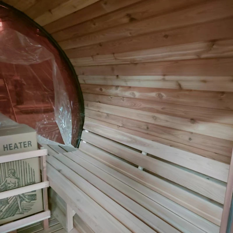 Red Cedar 4 Person Outdoor Wood Burning Barrel Sauna with Stove