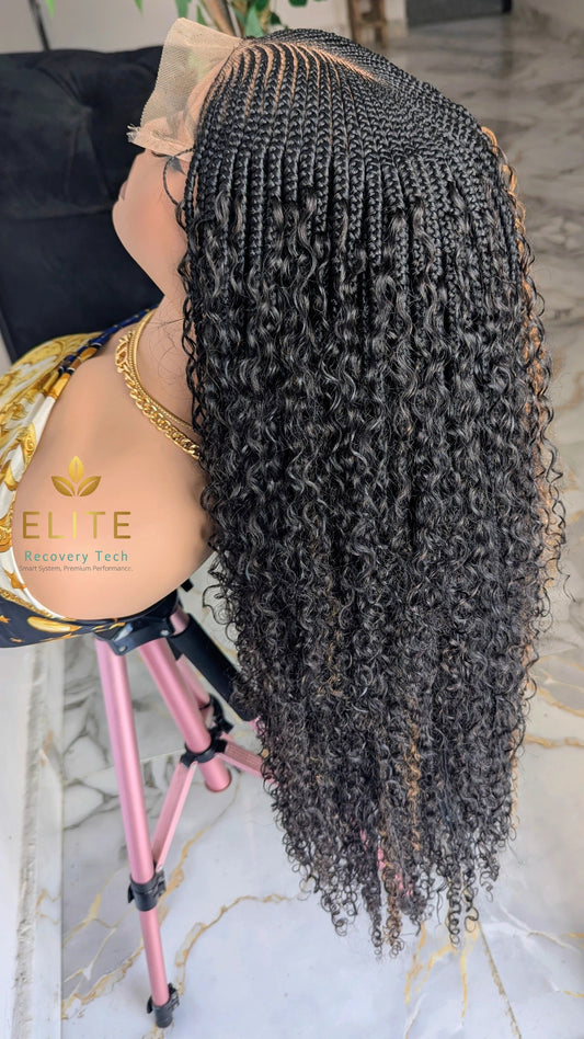 6by6 closure lace raw human hair cornrow boho wig