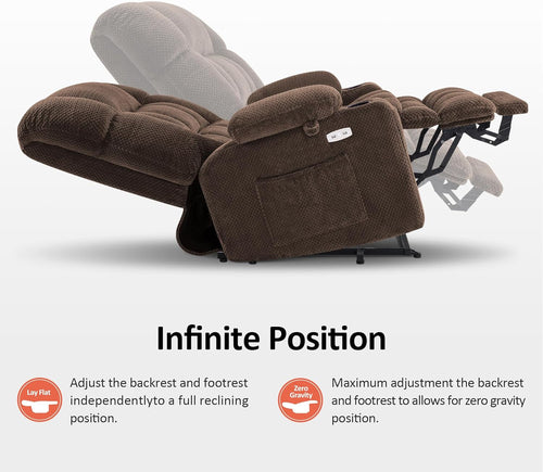 Large Dual Motor Power Lift Recliner Chair Sofa with Massage and Heat