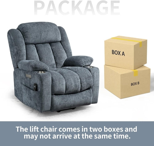 Power Lift Recliner Chair With Full Body Massage And Heat In Elegant Blue