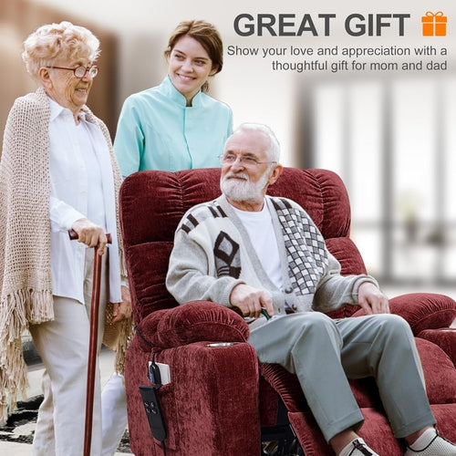 Red 180 Degree Flat Sleeping Electric Dual OKIN Motor Lift Recliner