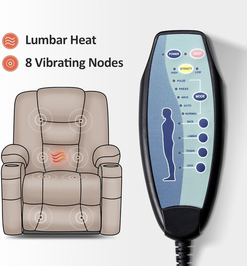 Power Lift Recliner Chair With Massage And Heat Navy Blue