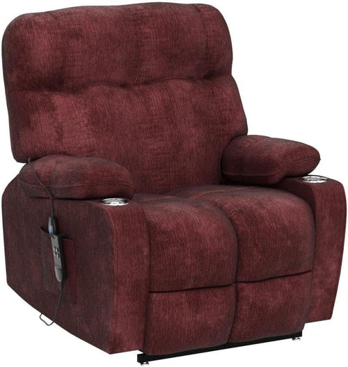 Red 180 Degree Flat Sleeping Electric Dual OKIN Motor Lift Recliner