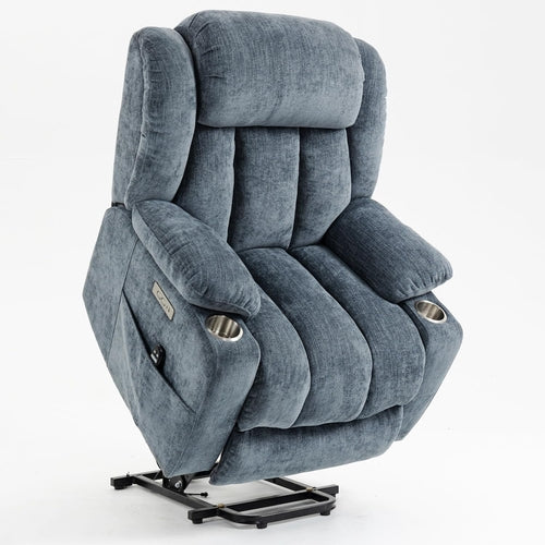 Power Lift Recliner Chair With Full Body Massage And Heat In Elegant Blue