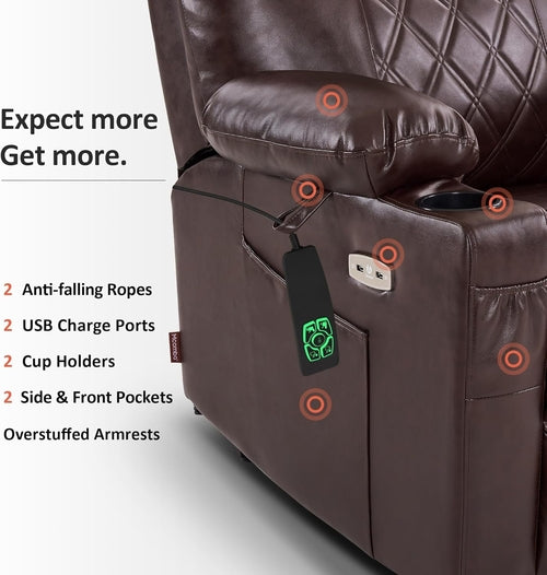 Small Size Power Lift Recliner Chair Sofa with Massage and Dual Heating Functions