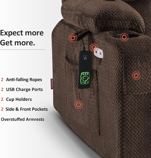 Large Dual Motor Power Lift Recliner Chair Sofa with Massage and Heat