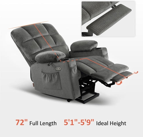 Dual Motor Power Lift Recliner Chair with Massage and Heat for Elderly
