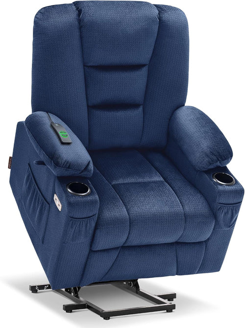 Power Lift Recliner Chair With Massage And Heat Navy Blue