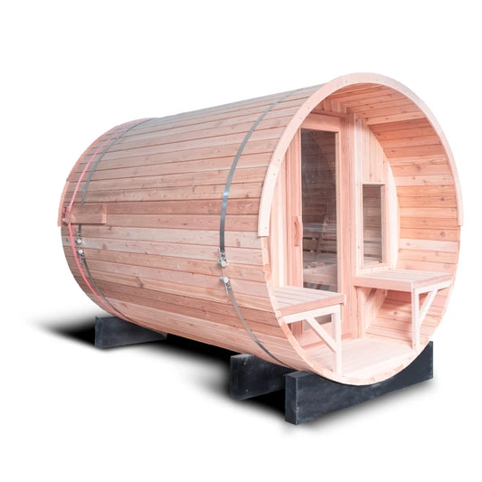 Red Cedar 4  Person Outdoor Wood Burning Barrel Sauna with Stove
