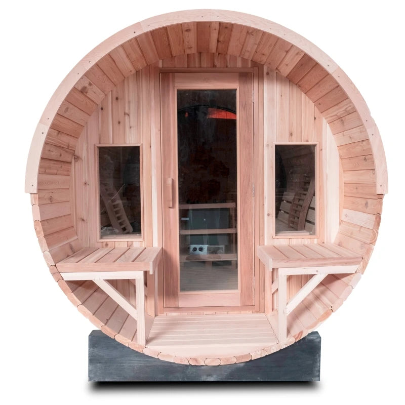 Red Cedar 4  Person Outdoor Wood Burning Barrel Sauna with Stove