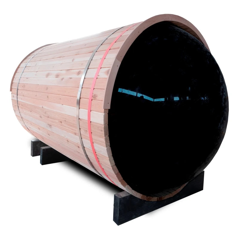 Red Cedar 4  Person Outdoor Wood Burning Barrel Sauna with Stove