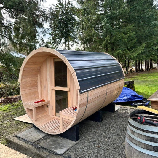 Oversized 6ft X 8ft Red Cedar Barrel Sauna Ready  US Warehouse Stock  for Your Backyard