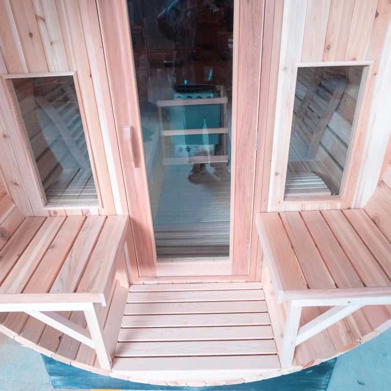 Red Cedar 4  Person Outdoor Wood Burning Barrel Sauna with Stove