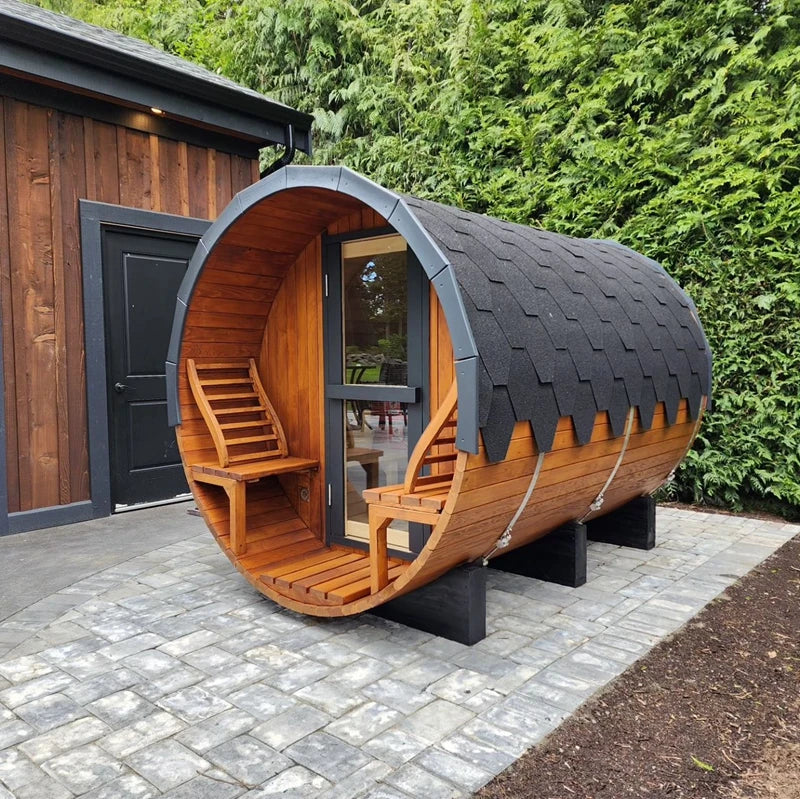Oversized 6ft X 8ft Red Cedar Barrel Sauna Ready  US Warehouse Stock  for Your Backyard