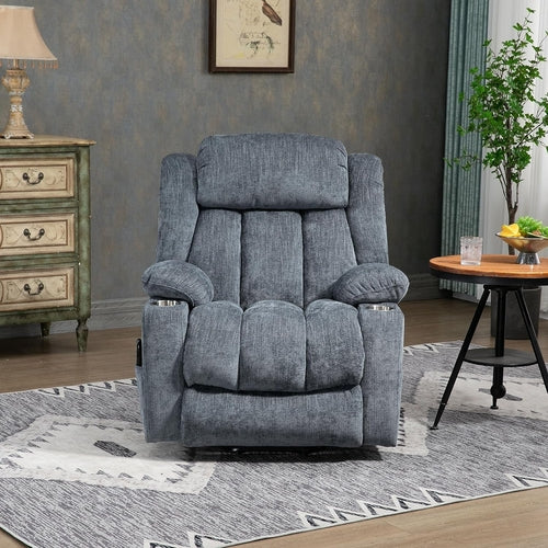 Power Lift Recliner Chair With Full Body Massage And Heat In Elegant Blue