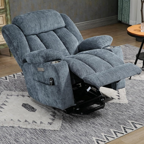 Power Lift Recliner Chair With Full Body Massage And Heat In Elegant Blue