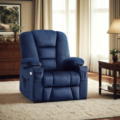 Power Lift Recliner Chair With Massage And Heat Navy Blue
