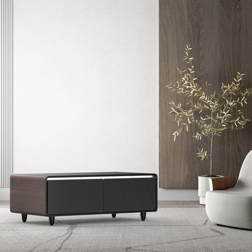 Modern Smart Coffee Table with Built-in Fridge, Bluetooth Speaker,