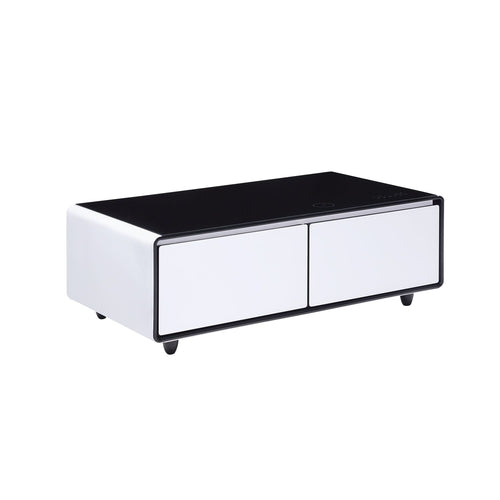 Modern Smart Coffee Table with Built-in Fridge, Bluetooth Speaker,
