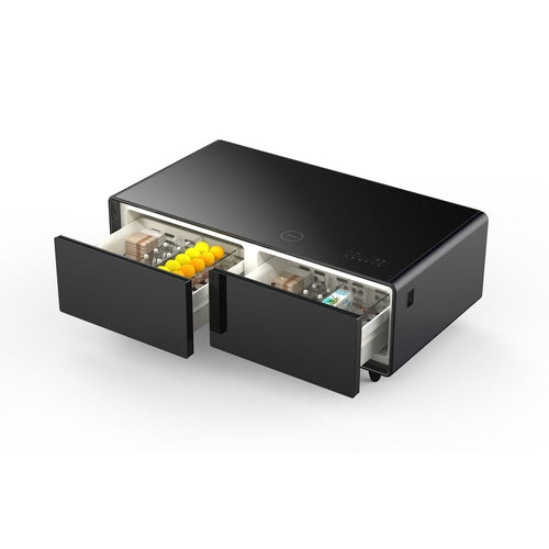 Modern Smart Coffee Table with Built-in Fridge, Bluetooth Speaker,