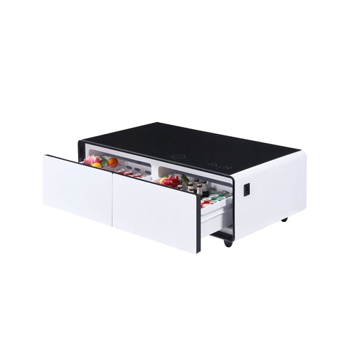 Modern Smart Coffee Table with Built-in Fridge, Bluetooth Speaker,