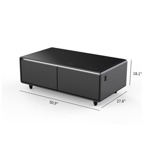 Modern Smart Coffee Table with Built-in Fridge, Bluetooth Speaker,