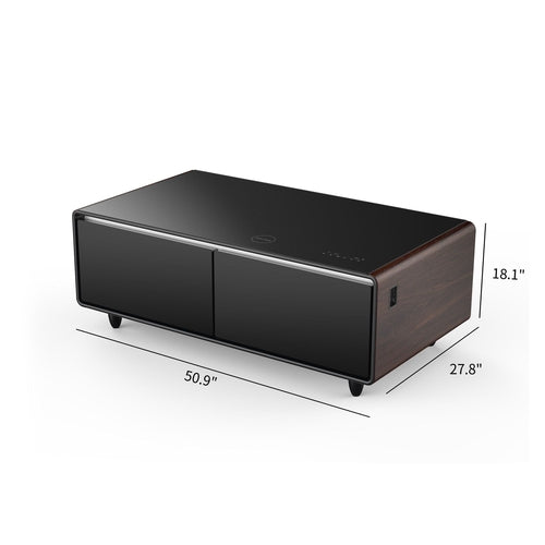 Modern Smart Coffee Table with Built-in Fridge, Bluetooth Speaker,