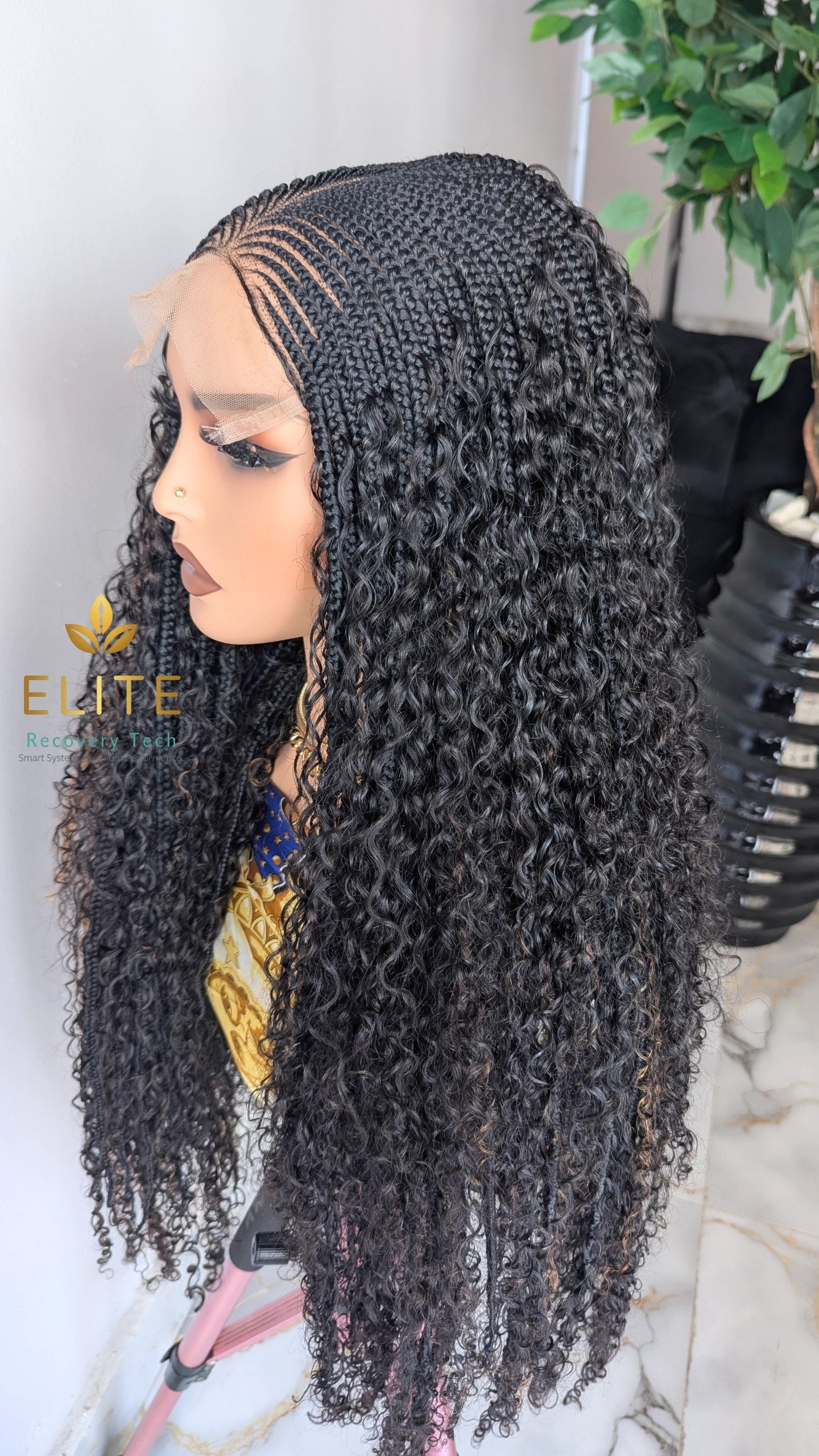 6by6 closure lace raw human hair cornrow boho wig